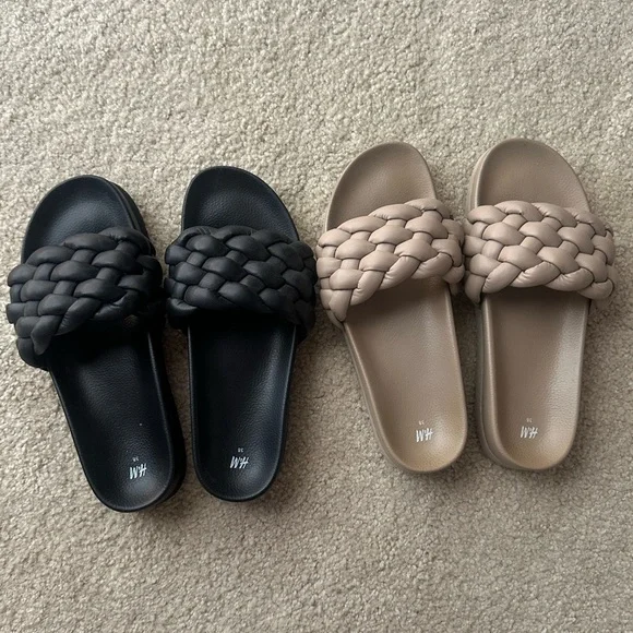 H&M Braided Slides Lot of 2 Pairs Size 38 - Picture 1 of 4